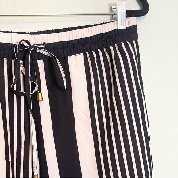 H&M Striped Drawcord Waist Straight Leg Pull-On Pants Black Size 10 - Picture 5 of 14